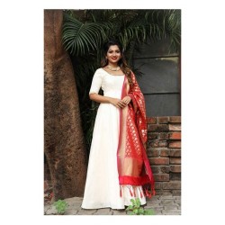 Buy Online Anarkali gown with Heavy Banarasi Dupatta From